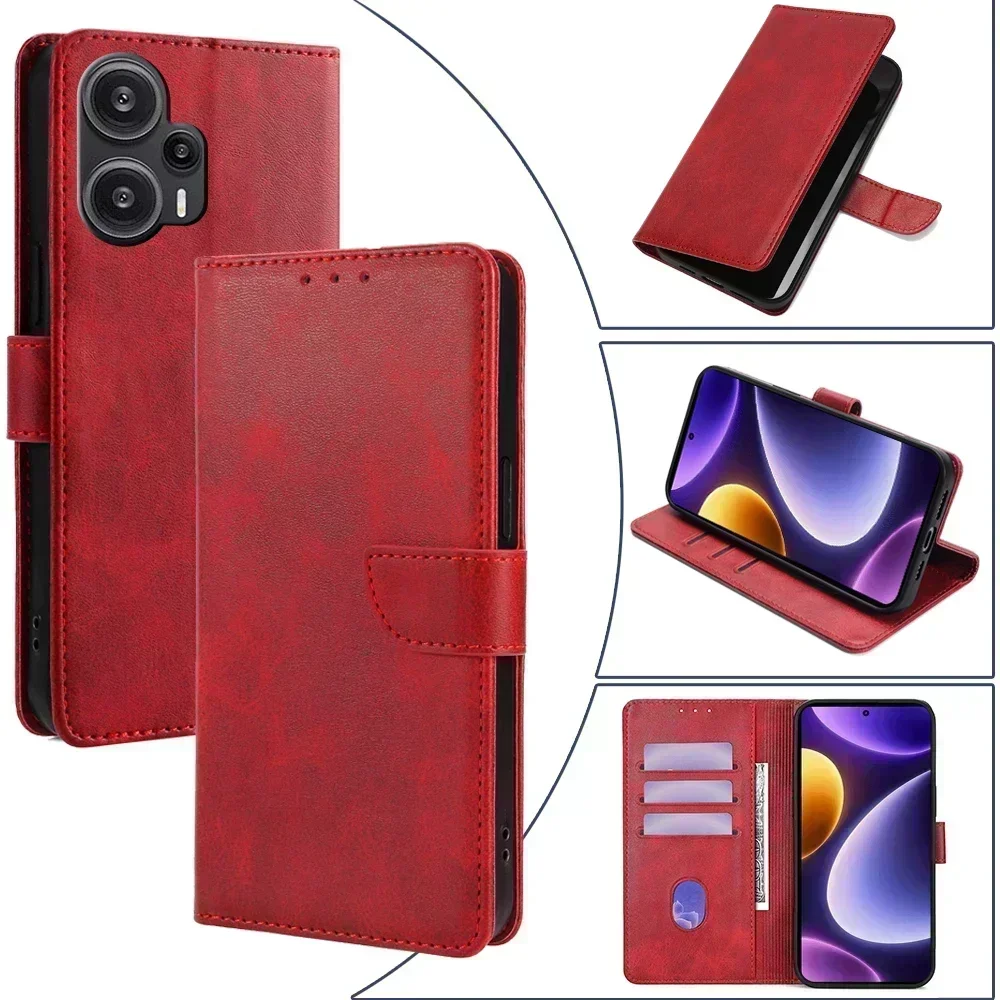 Magnet Buckle Phone Case for Xiaomi Poco F5 F2 Pro F4 F3 GT F1 C65 C51 C50 C40 Leather Wallet Case Flip Cover with Card Slots