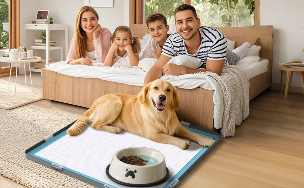 Dog Potty Pad Holder with Raised Edges and Leak-Proof Design - No-Spill Training Pads for Puppies to Safely Protect Floors