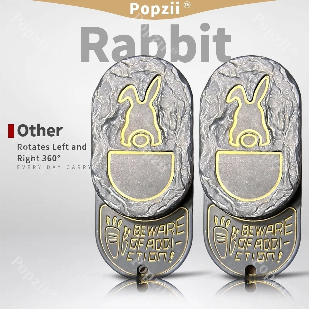 Rabbit Stainless Steel DIY Stone Pattern Mechanical Push Slider Rotates Left And Right 360° Fidgeting Toys Decompression Toy
