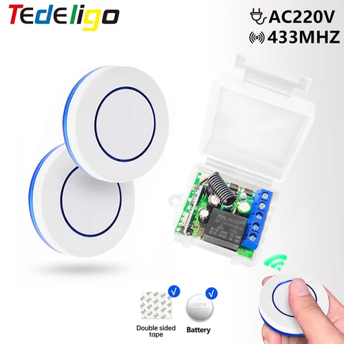 Interruptor de luz de Control remoto inalámbrico de 433MHz, controlador de relé de 220V, 110V, 10A, Mini botón, interruptor de Panel de pared para iluminación, Led, puerta