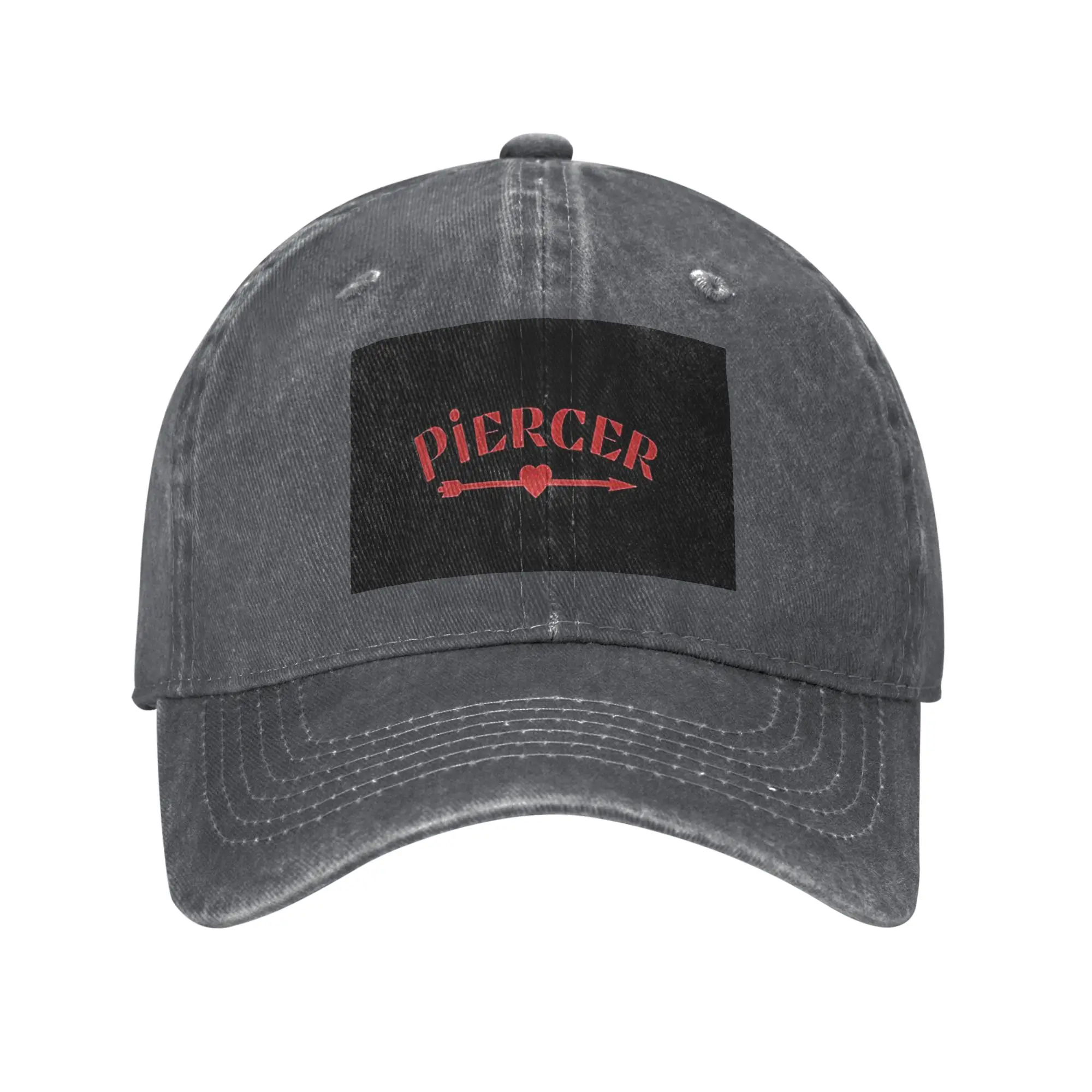 Piercer Arrow Heart Piercing Professional Red Solid Washed Denim Cap Baseball Caps Adjustable Hat Summer Unisex Baseball Hats