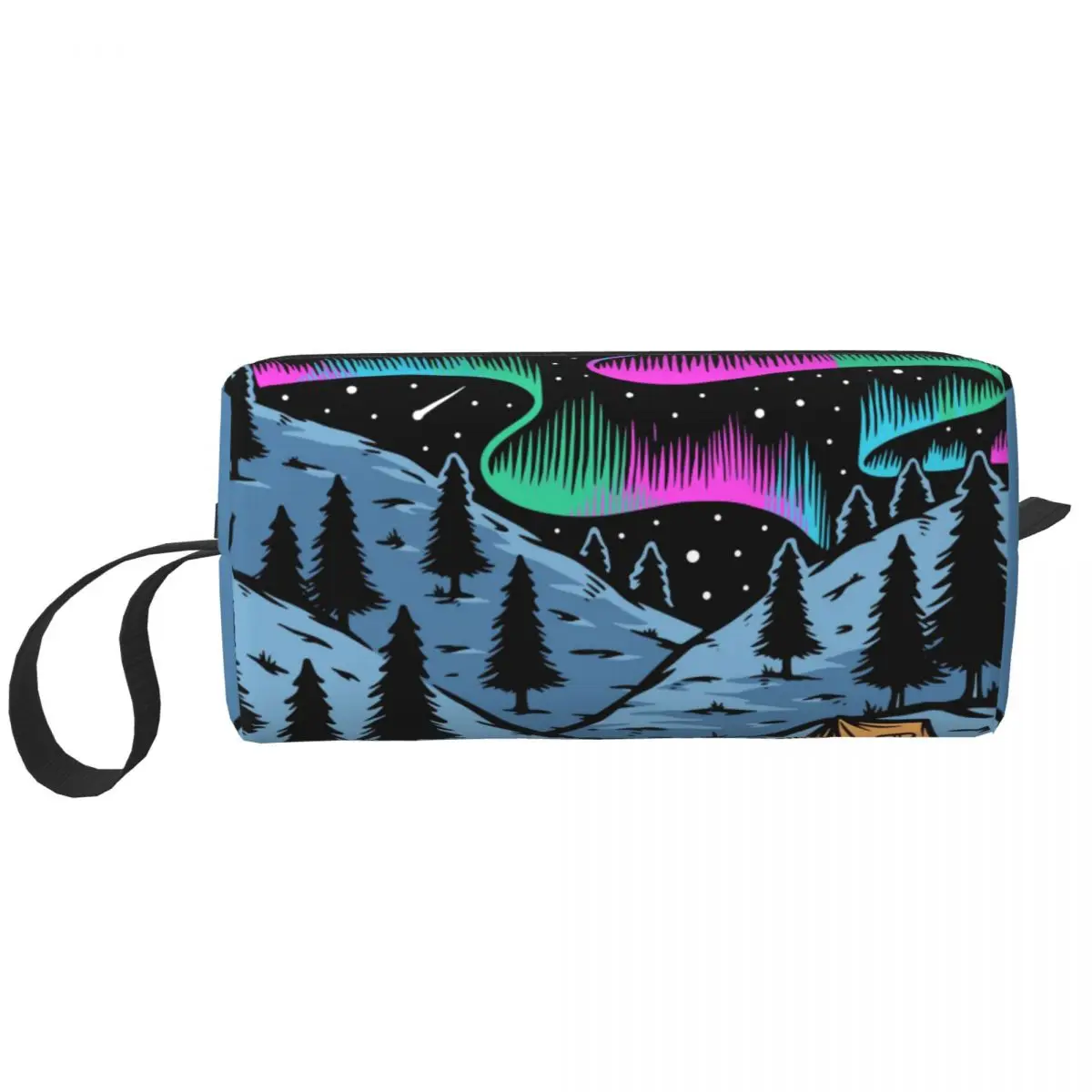

Custom Adventure Camping Mountain Campers Toiletry Bag Portable Cosmetic Makeup Organizer for Women Beauty Storage Dopp Kit Box
