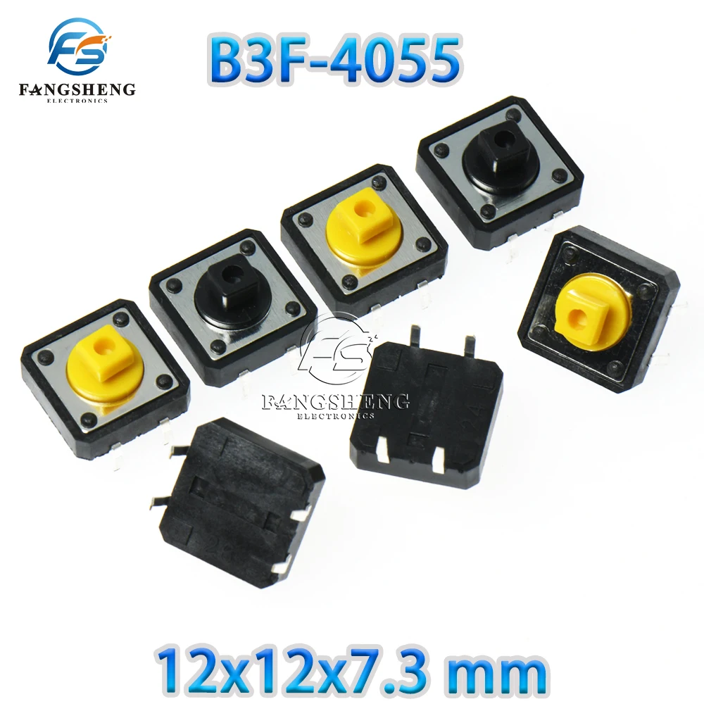 20/50/100/1000pcs 12x12x7.3mm  B3F-4055  Tactile Switches Square Push Button Tact Switch 12*12*7.3 mm Micro switch  Black Yellow