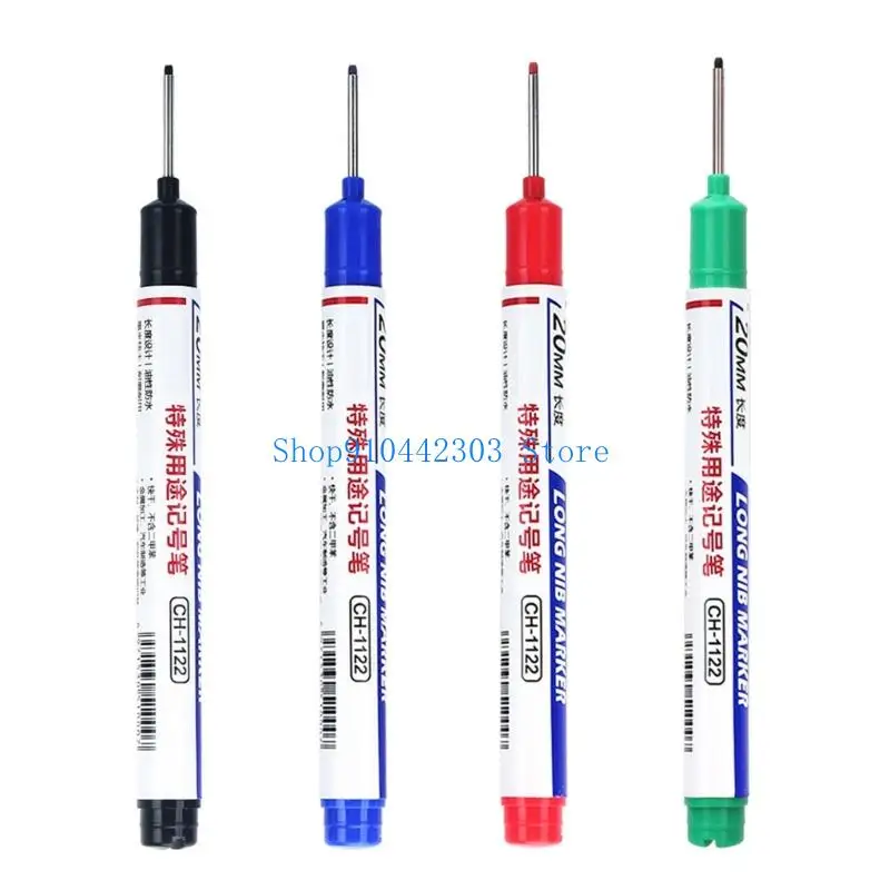 L4MD Pack of 5 Multiple Color Long Tip Deep Hole Marking Pen Suitable for Woodworking with Ruler Scale and Waterproof