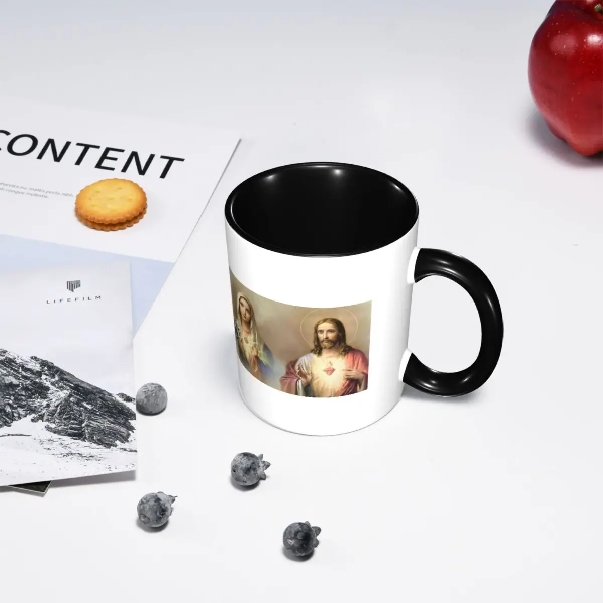 Sacred Heart Jesus Immaculate Mary Religious Poster Mug Funny Ceramic Coffee Cups Tea Mugs Milk Cup Drinkware Gift for Woman Man