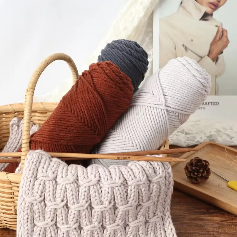 100G 8 Strands Soft Cotton Yarn Cotton Chunky Yarn for DIY Hand Knitting Doll Sweater Bag Blanket Slipper Acrylic Crochet Yarn93