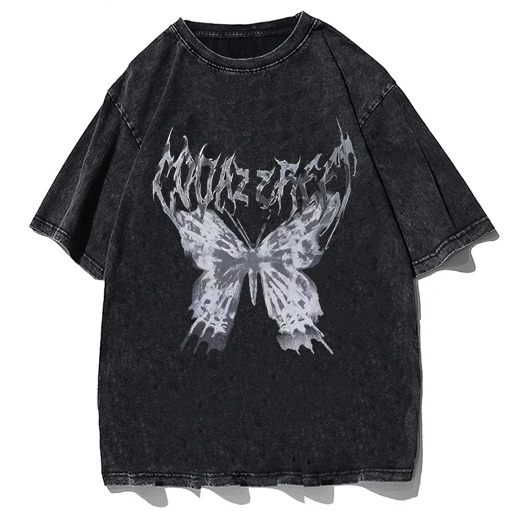 

Butterfllyy Printing T-shirt Cartoon Streetwear Tees Cotton Vintage Tshirts Hip Hop Casual T-shirts Summer Short Sleeve Women