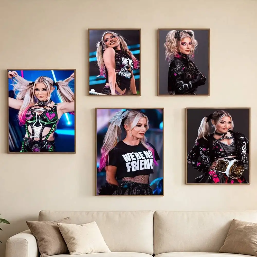 Professional Wrestler Alexa Bliss-S Poster Waterproof Wall Art Sticker For Bar Living Room Vintage Decor High Quality Print Gift
