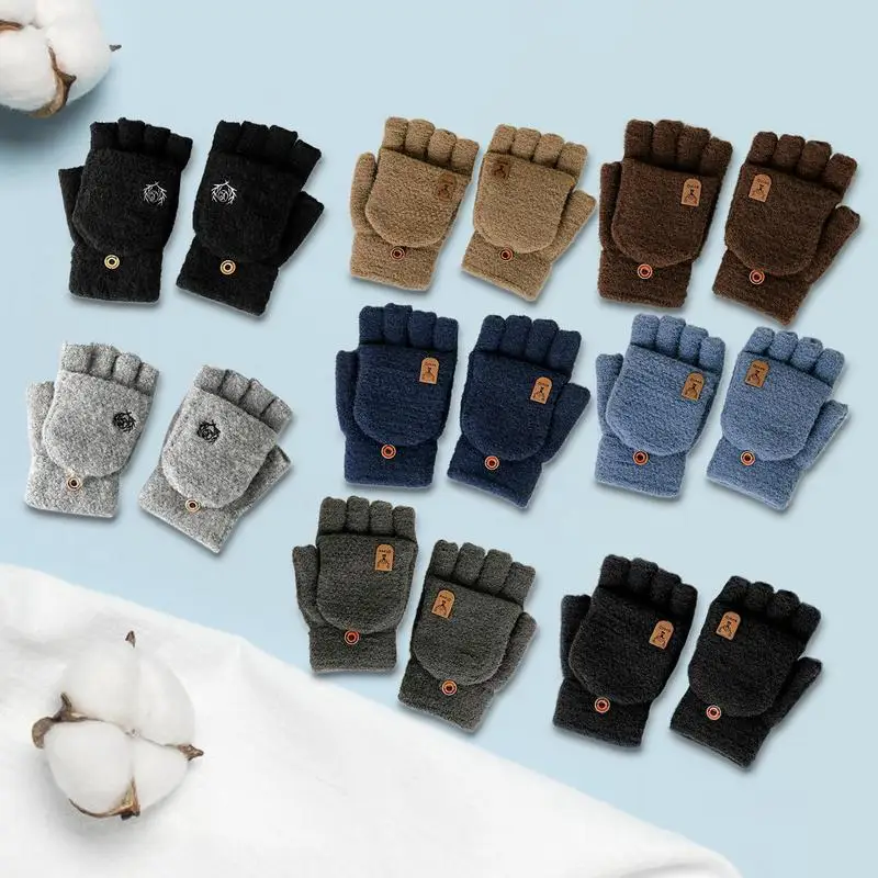 Guantes sin dedos para niños | Guantes de punto elásticos de invierno convertibles guantes sin dedos | GUANTES DE MEDIO dedo para niños de 2 a 15