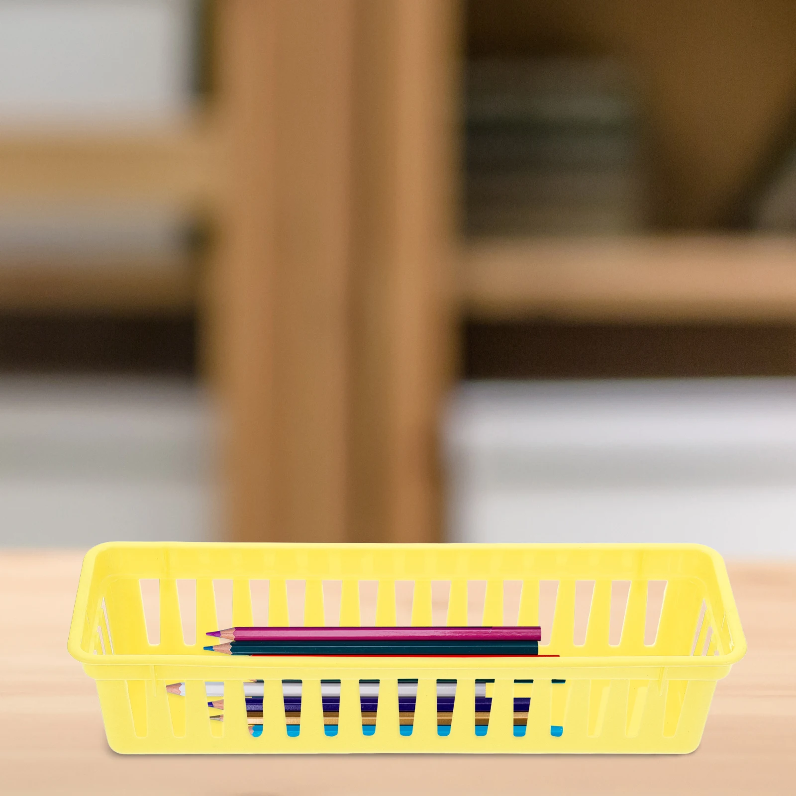 

Plastic Pencil Organizer Tray Desk Basket Classroom Storage Bright Color Multipurpose Pencil Holder for Teacher Student