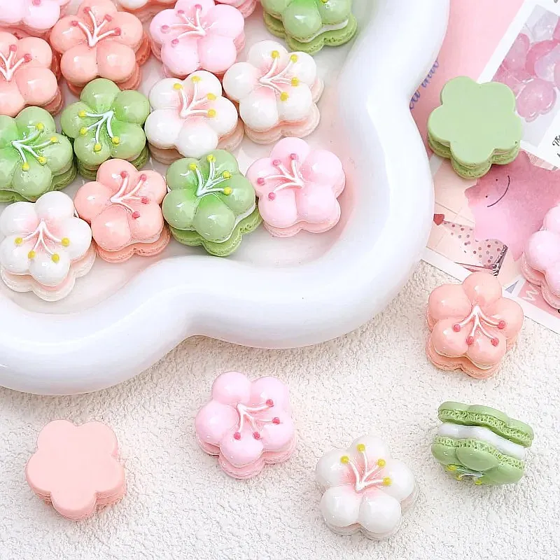 100pcs Kawaii Mini Sakura Macaron Resin Cabochon DIY for Phone Case Hairpin Keychain Earrings Scrapbook Dollhouse Accessories