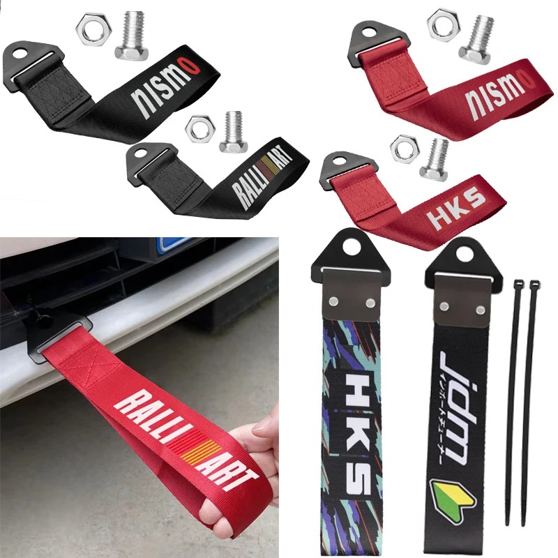 Universal car racing tow ropes HKS tow strap jdm bumper rope racing high strength car bumper rope car accesori Ralliart trailer