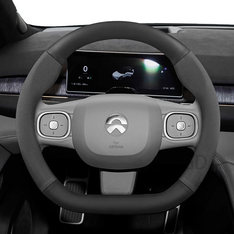 مناسبة ل Nio الجلد المدبوغ ماتي ألياف الكربون الملمس غطاء عجلة القيادة مناسبة ل Es8 Es6 Et7 Ec6 Et5 بجولة Es7 Ec7 Et9 Et5T