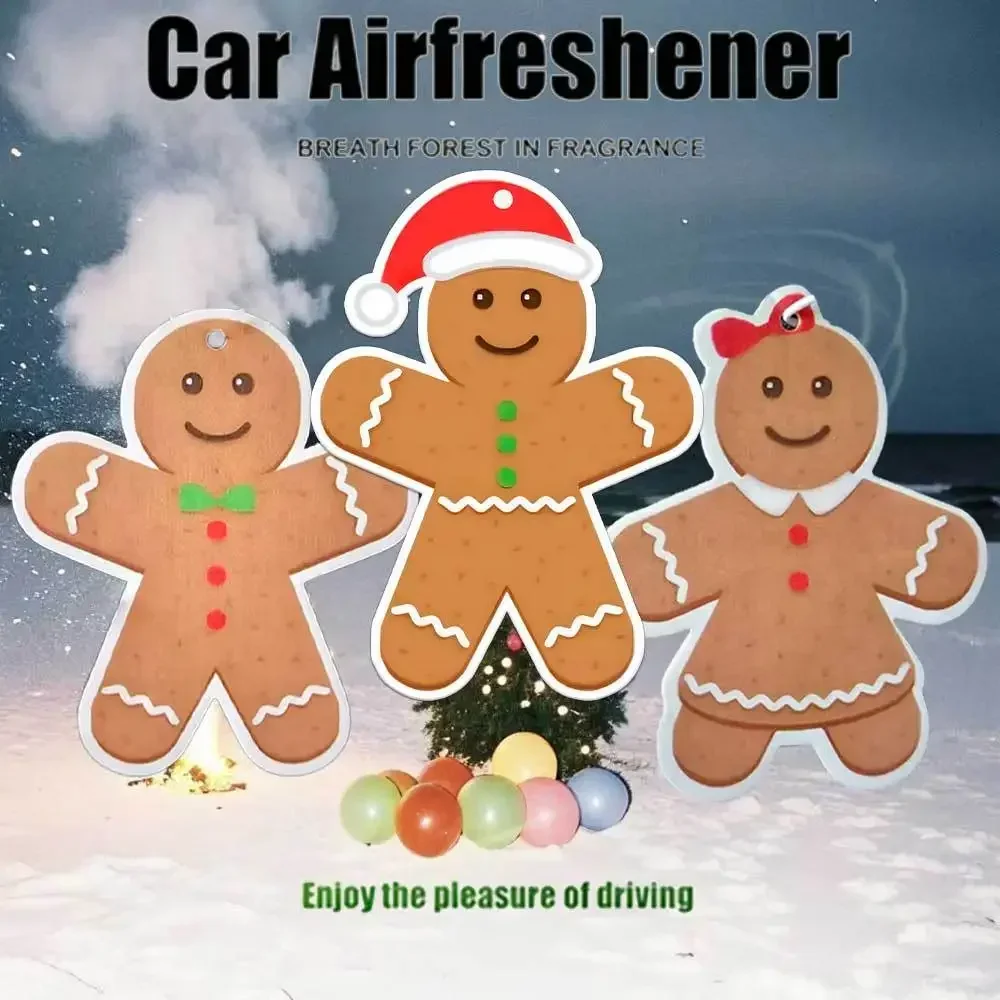 جولي الزنجبيل الرجال الثلاثي عيد الميلاد سيارة معطّر الهواء، احتفالية 3-حزمة بطاقات معلقة، عطلة الغابات رائحة لمرآة تنفيس السيارة #6