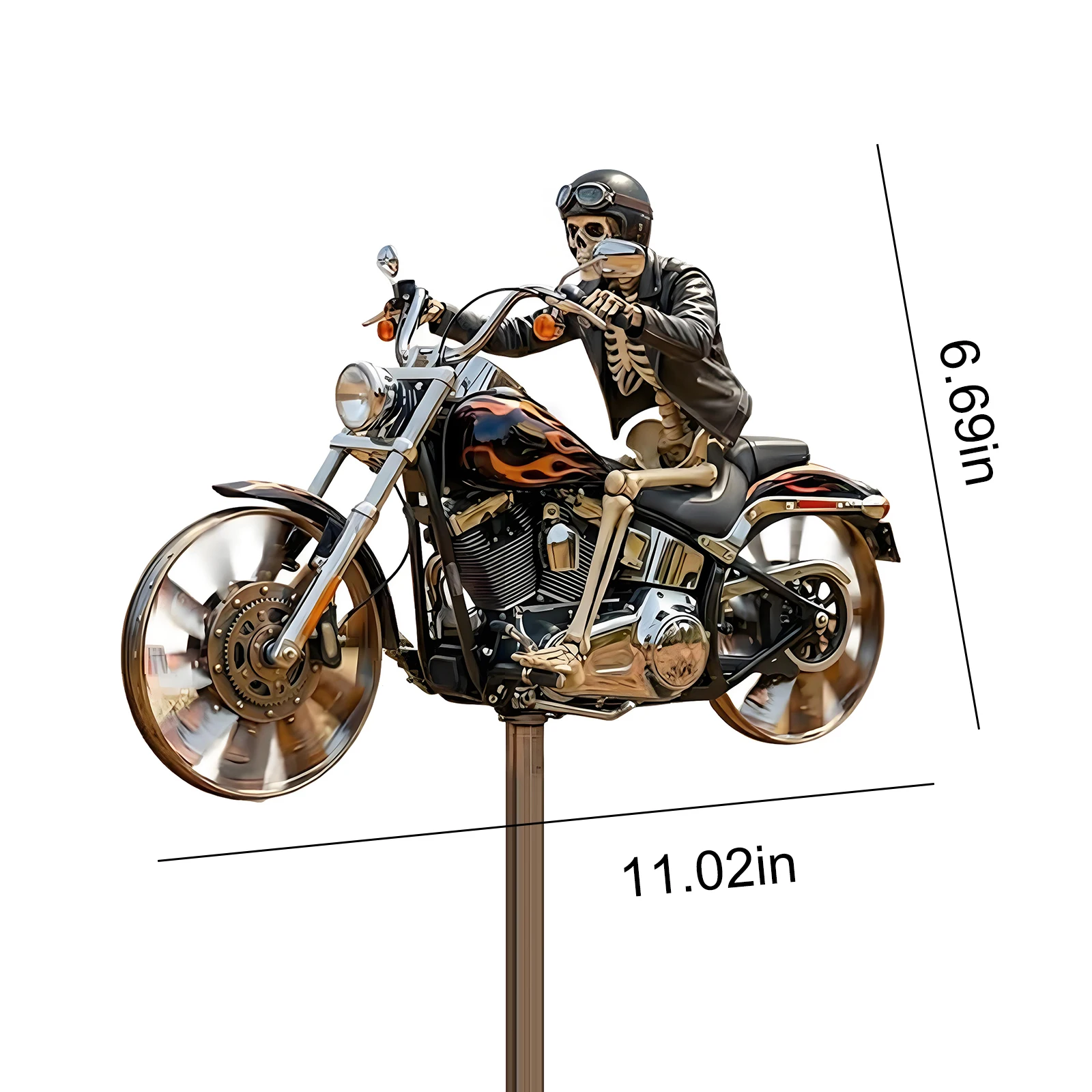 Skeleton Motorcycle Wind Spinner with Rotating Wheels Catching Wind Spinner Unique Resin Outdoor Sculptures Ornament for Patios view 6