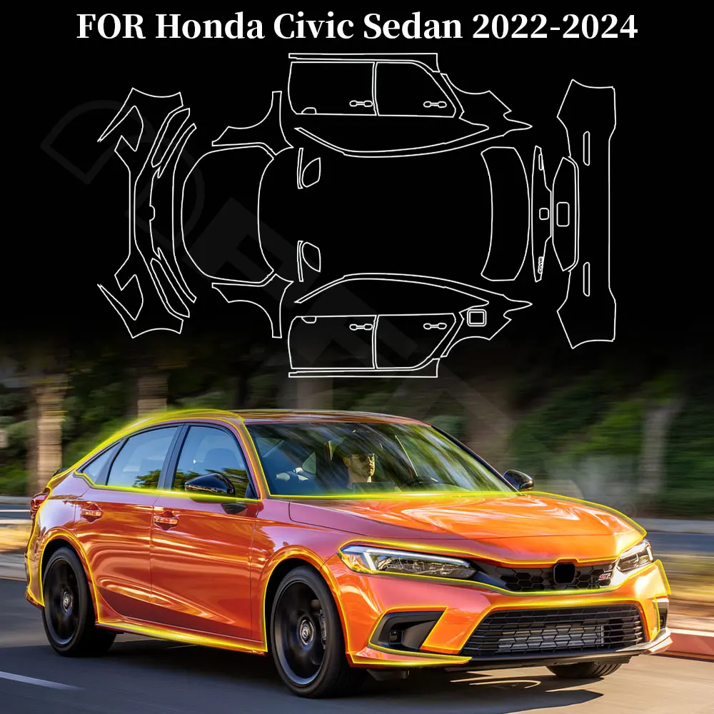 

PFCC TPU Invisible Car Paint Protection Film Clear PPF Decal Kit for Honda Civic Sedan 2022 2023 2024 Cars Accessories