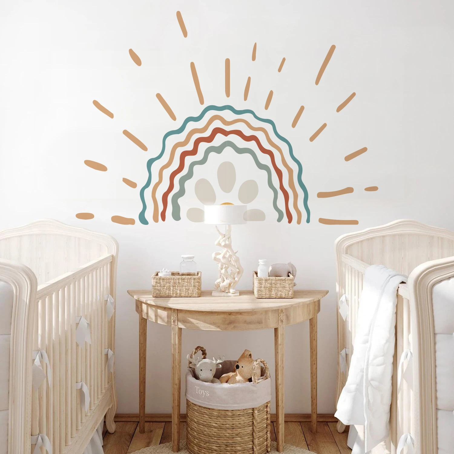 Cartoon Boho Rainbow Wall Sticker Wall Decals Home Decorations Color Mural Sticker Baby Living Bedroom Ornament Home Wallpaper
