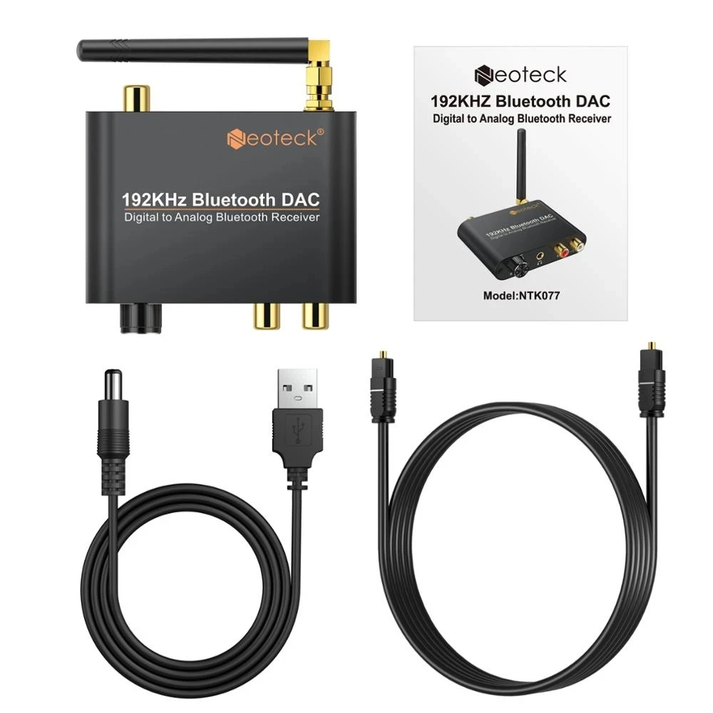 Convertitore DAC Neoteck con controllo del Volume del ricevitore compatibile Bluetooth 192kHz Toslink digitale coassiale a analogico L/R RCA 3.5mm