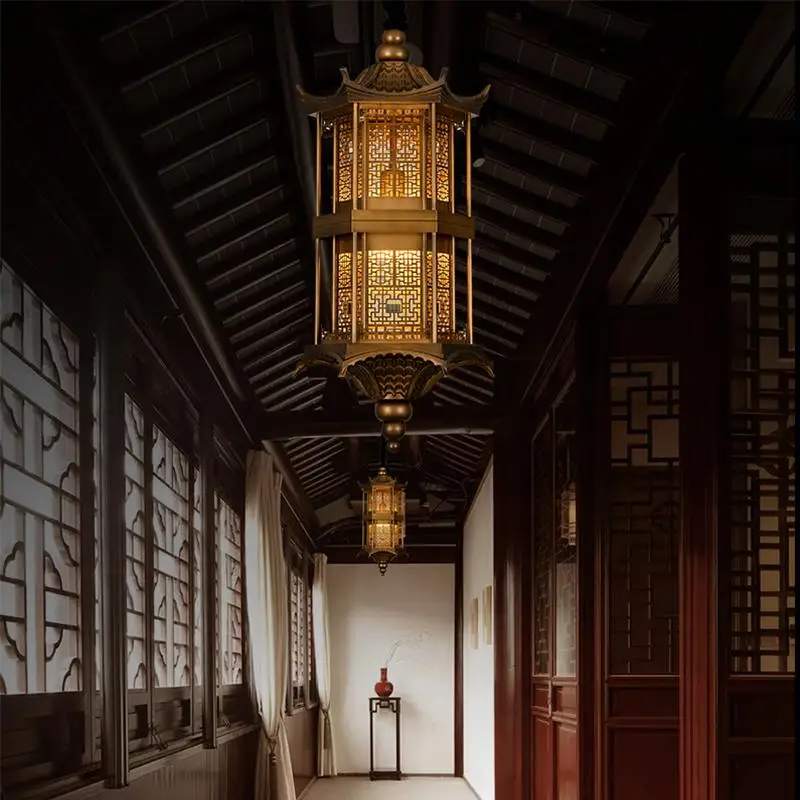 

New Chinese style chandelier outdoor waterproof homestay restaurant eaves lamp Zen