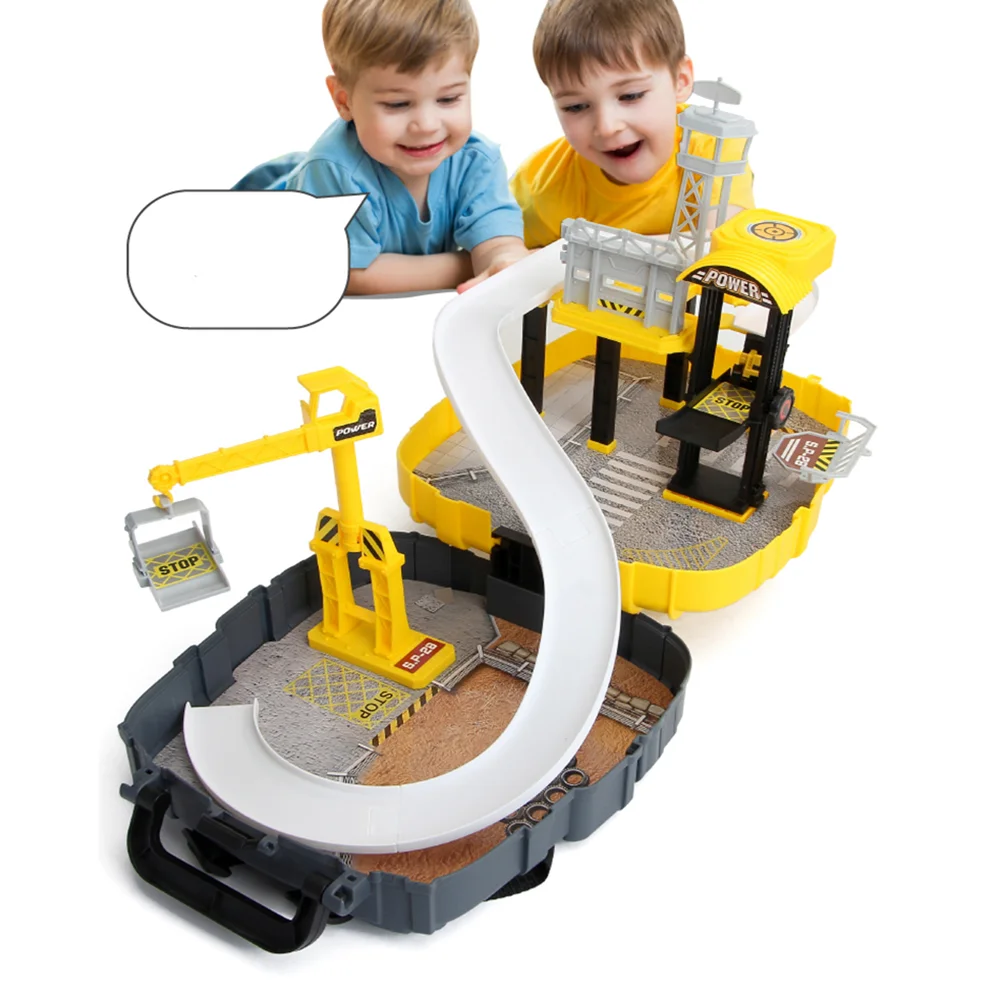 1 Set Children Assembled Track Toy Backpack Model Set Toy Simulation Three-dimensional Plastic Parking Lot Toy Set Construction