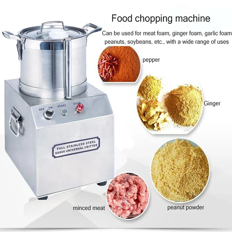 Commercial Multi-purpose Food Cutter, 4/6/10/15L Large Bowl, Electric Chopper for Garlic, Meat & Vegetables