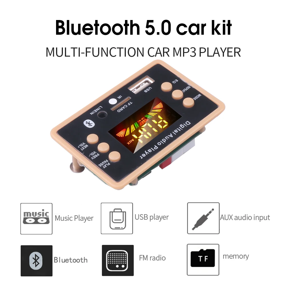 5V 12V MP3 Player Bluetooth 5.0 Decoder Board Module Car Radio Support WMA WAV TF Card Slot / USB / FM Remote Board Module