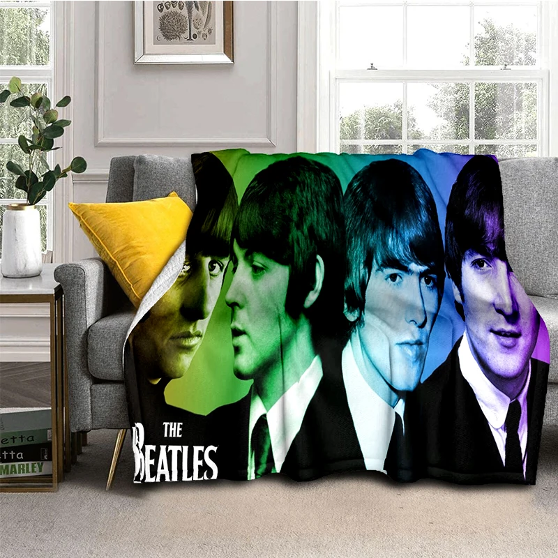 3D The B-Beatles Rock Band Star Flanelldecke, weiche, warme Überwurfdecke für Schlafzimmer, Wohnzimmer, Bett, Reisen, Camping, Picknick, Geschenk