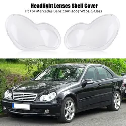 Left Right Car Front Headlight Caps Shell Headlamp Lens Cover For Mercedes Benz C-Class W203 2001 2002 2003 2004 2005 2006 2007