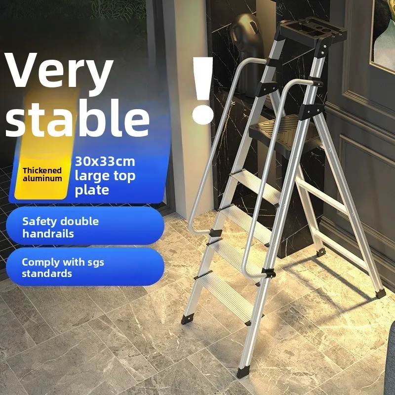Aluminum Alloy Thickened Herringbone Ladder Four or Five Steps Project Seven Steps Handrail Attic Ladder Folding Ladder
