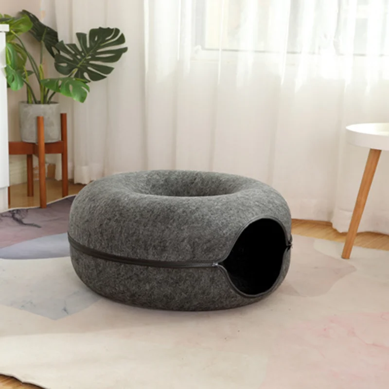 Cave for Indoor Cats Pet bed Donut Tunnel Bed Scratch Resistant Cat Beds and Furniture Cat Accessories