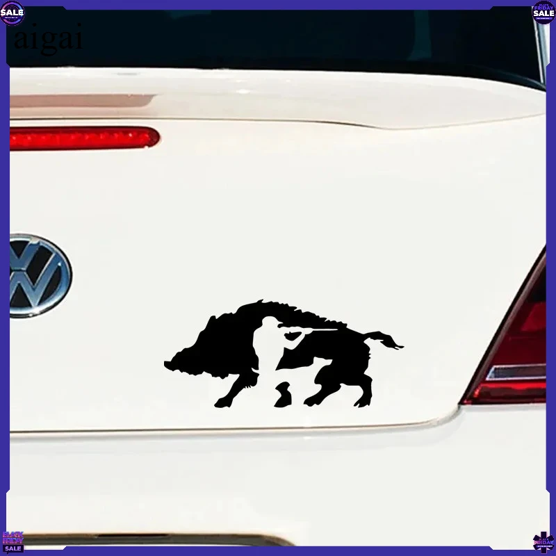 15cm/21 Car Sticker Creative Hunting Wild Boar Decals Fashion Auto Accessories PVC Body Decoration Sunscreen Cover Scratch Decal