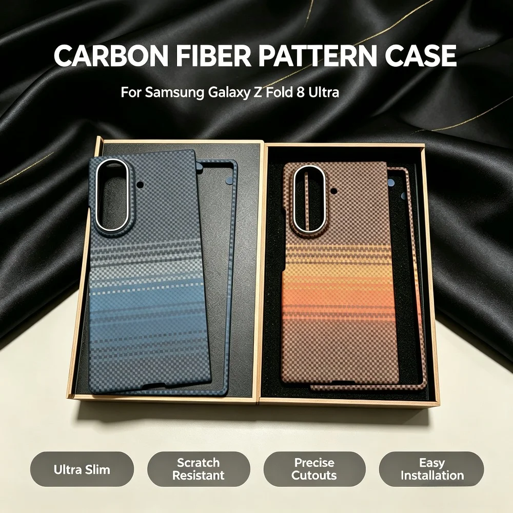 Ultra Slim Scratch Resistant Matte Carbon Fiber Texture Magnetic Case For Samsung Z Fold 8 Ultra 7 for Magsafe Shockproof Cover