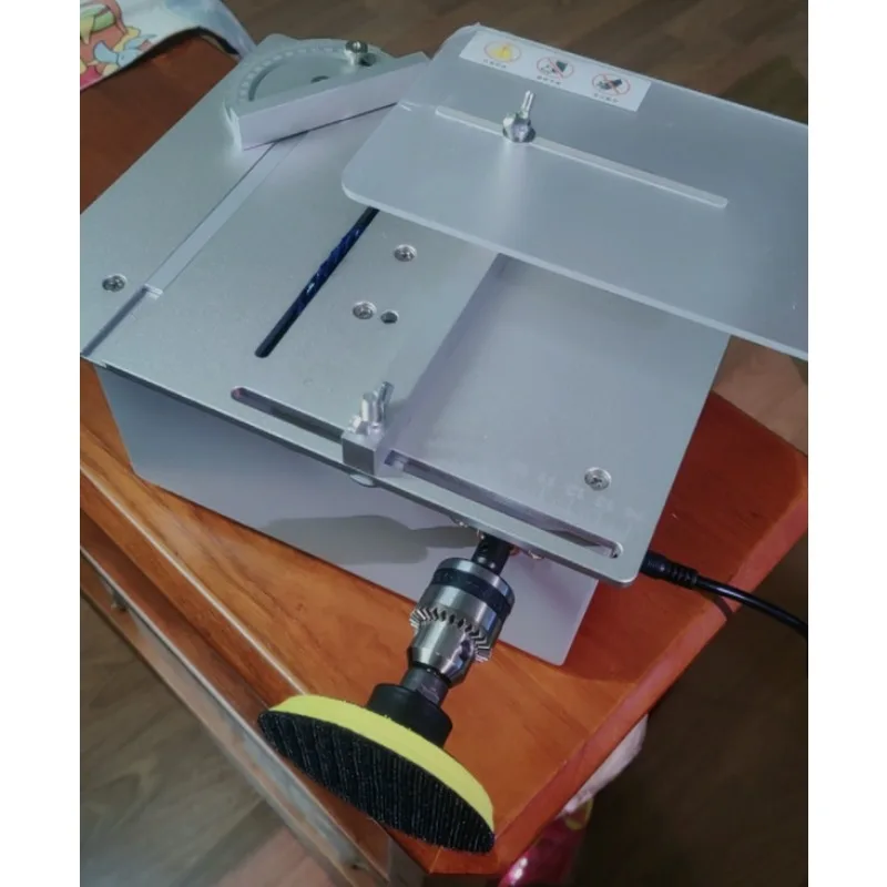 Aluminium Mini Table Saw With Clearance Insert Plate Miter Gauge Guide Lifting Spindle Bearing Motor Set For Woodworking
