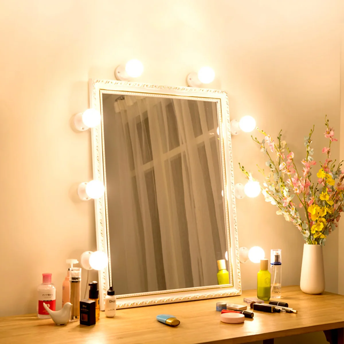 

1Set 10 LED Light Bulbs USB Powered Makeup Mirror Lamp 3 Color Adjustable No Flicker Eye Care Lighting for Eyeliner Brow