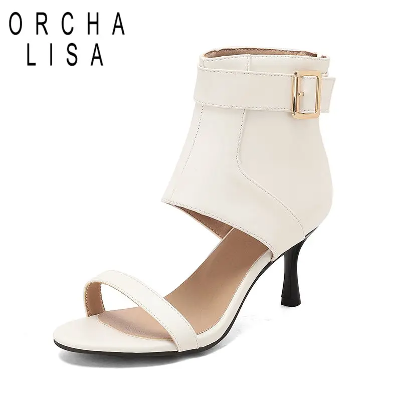 

ORCHA LISA Модные сексуальные женские босоножки с открытым носком, на молнии, с пряжкой, на массивном каблуке-шпильке 6 см, большие размеры 47, 48, 49, 50, для свиданий и вечеринок