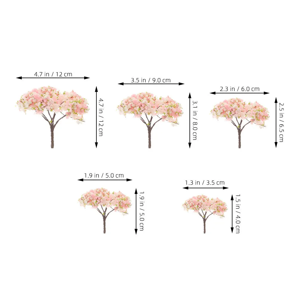 10 Uds. De árboles de flor de cerezo en miniatura para mesa de arena, decoración Diorama, Mini árbol de paisaje, diseño de ferrocarril, pequeños árboles artificiales