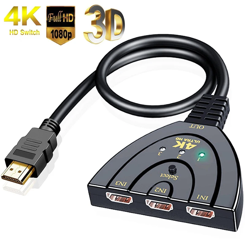 3 Input 1 Output Hdmi-Compatible Switch 3x1 Splitter 4k 2k 1080p 3d Full Hd Video Adapter Switcher For Dvd Hdtv Xbox Ps3 Ps4