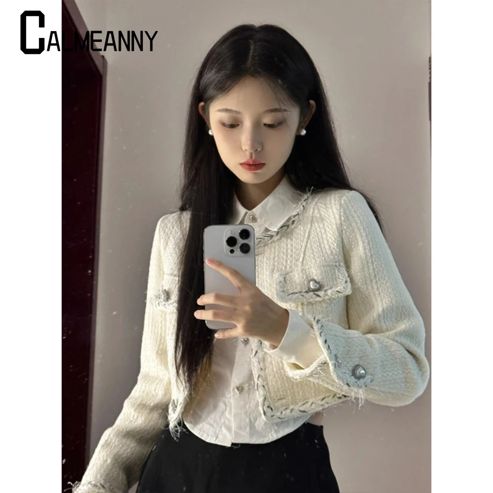 

2023 Knitted Cardigan French Vintage Buttons Sweater Women Autumn Winter Luxury Short Straight Coat Knitwear