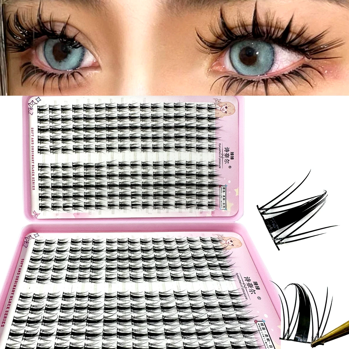 Einzelne Wimpern mit hoher Kapazität, 12/13/14 mm, Cluster-Wimpern, flauschig, natürlicher Look, DIY-Wimpernverlängerung, falsche Wimpern, Make-up