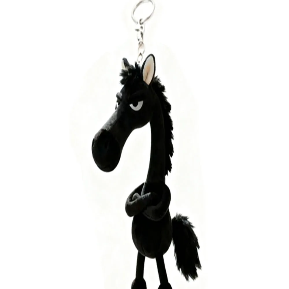 Black Horse Keychain 14CM Plush Toy Backpack Pendant Decoration Year of The Horse Plush Toy New Year's Gifts for Boys and Girls