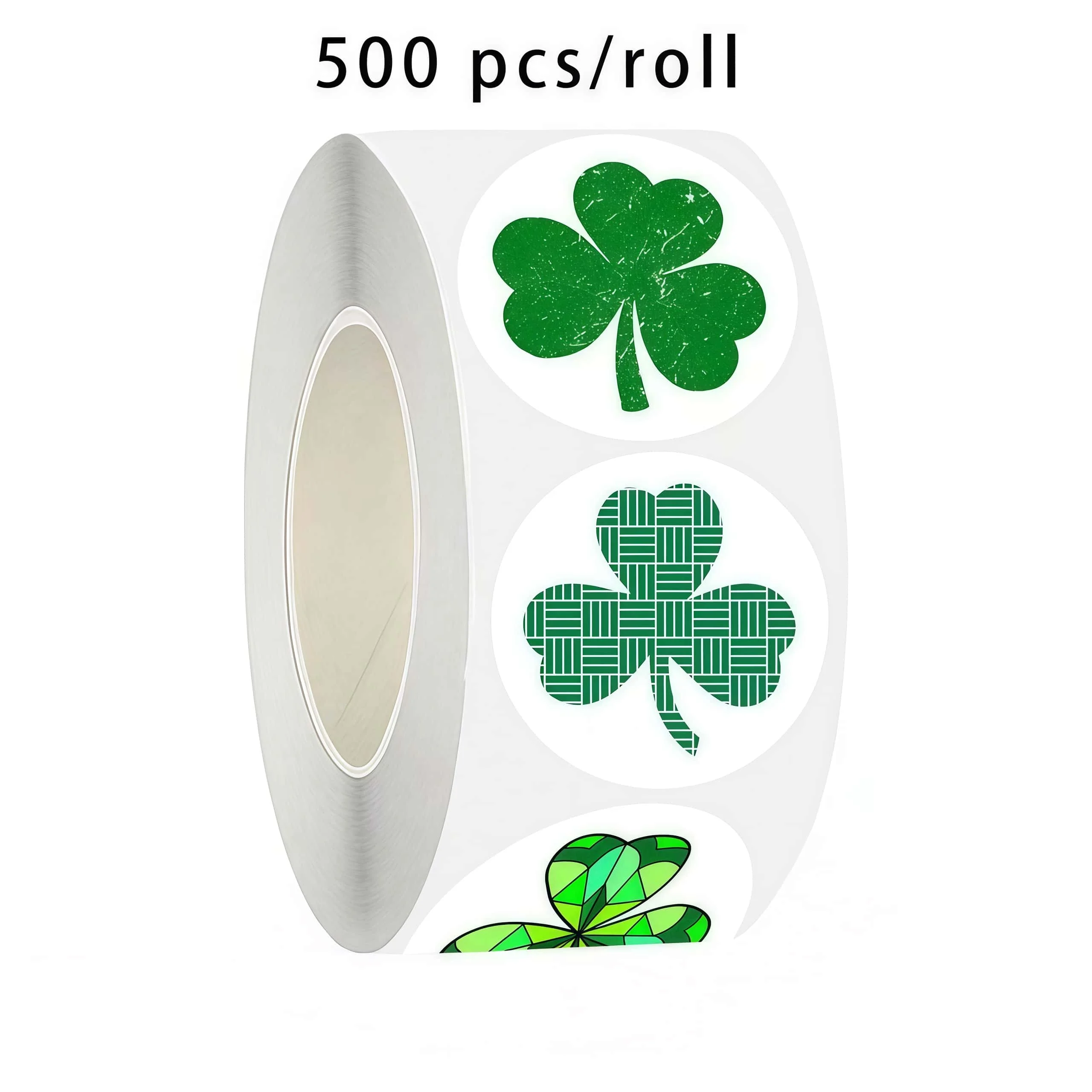 Nowość! 500 sztuk/rolka naklejek z koniczyną, wodoodporne i łatwe do zdejmowania naklejki z motywem koniczyny do majsterkowania, pakowania prezentów i dekoracji.