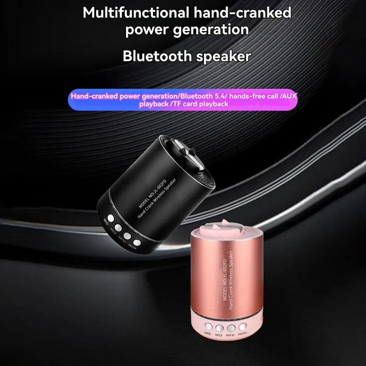 HowAA87 Hand Crank Bluetooth Speaker Portable AM/FM Emergency Radio Wireless Speaker for Outdoor Camping Pink