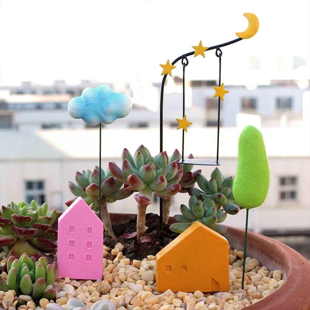 

7Pcs Garden Stake Decorative Spring Outdoor Yard Decorations Mini Metal Resin Garden Ornaments for Potted Plants and Lawn
