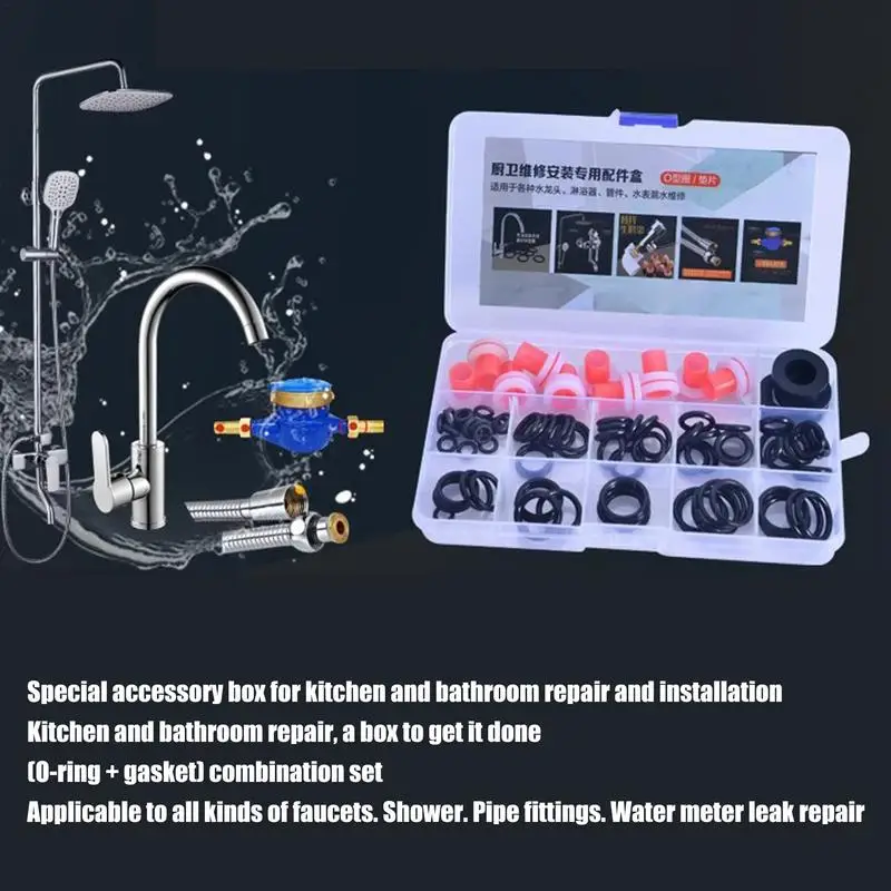 O Ring Set Faucet Washers O Rings Leak-Proof Gasket Kit Sealing Connections Washer Orings O Ring Kit Rubber Rings For Plumbing