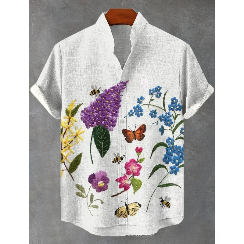 Camisa informal con estampado artístico Phalaenopsis de ciruela japonesa para hombre, ropa informal estilo Hip Hop Harajuku, camisas con botones Hipster, ropa pura