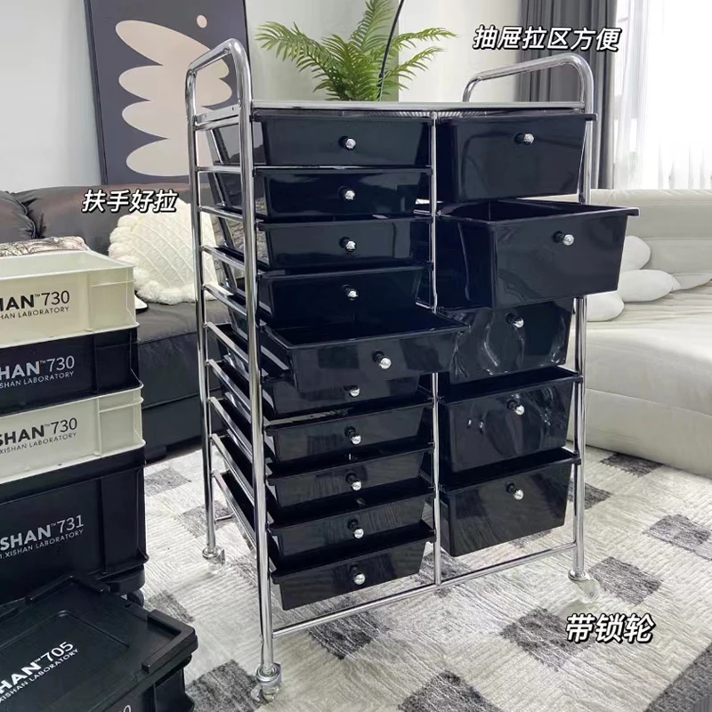 Szafka na kółkach do domu, szafka na mobil, szuflada, szafka do przechowywania, szafka do przechowywania w sypialni, plastikowa szafka, czarna