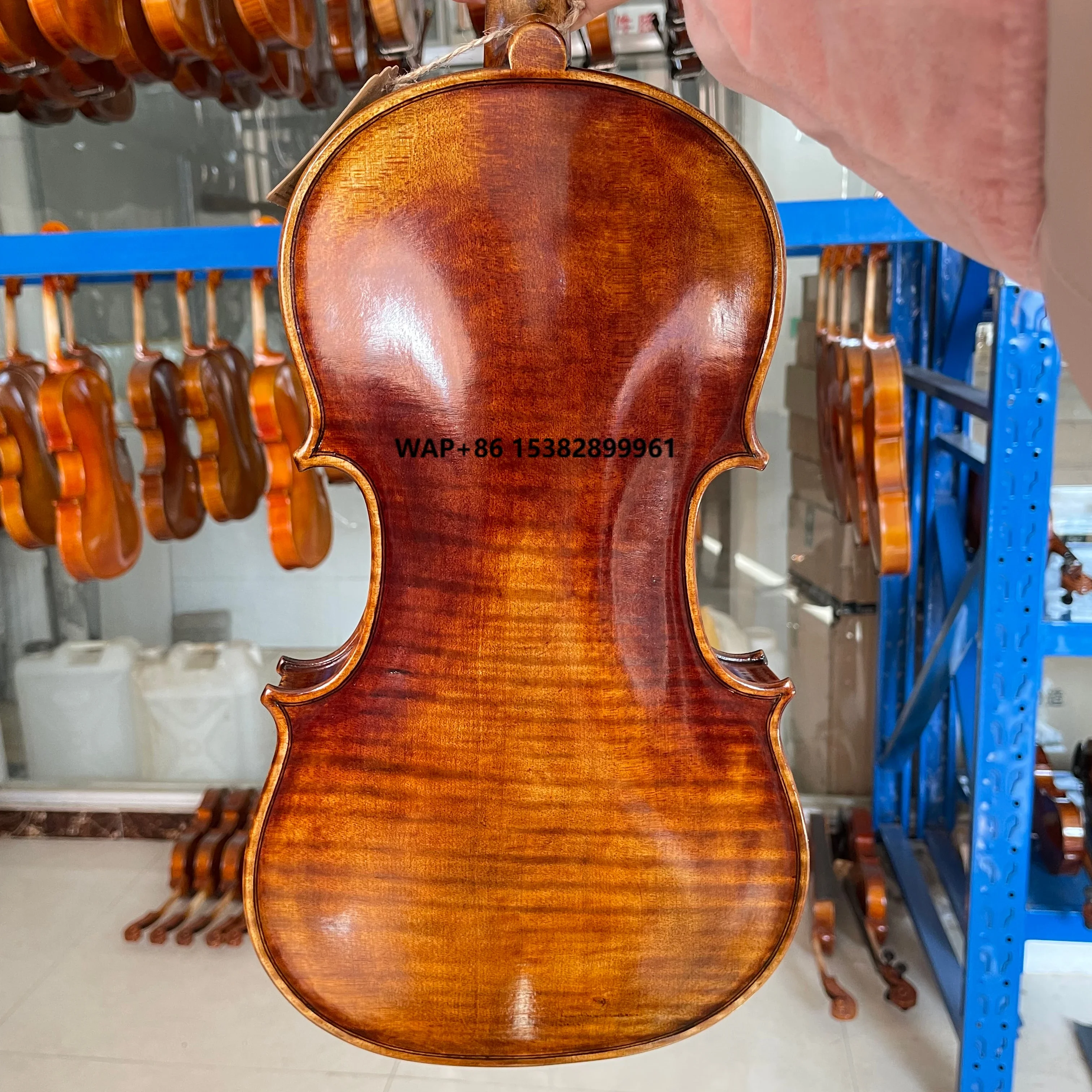 High-End Customized European Workshop Sales Student Violin Handmade Del Gesu Stradivarius Model Professional Wood Maple