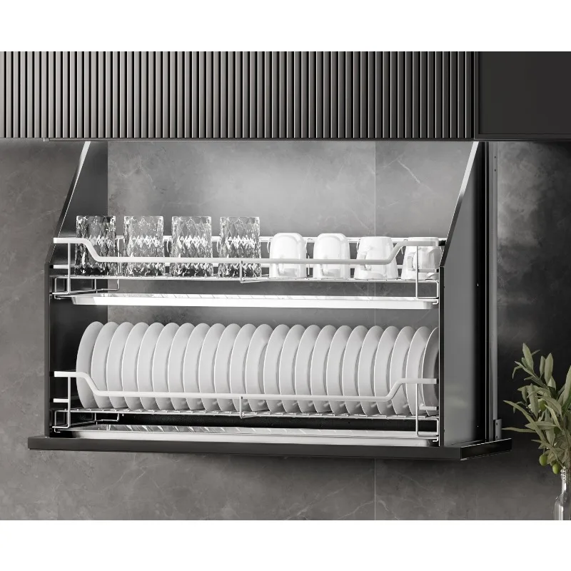 Intelligent anti-pinch electric kitchen basket lift machine all-aluminum seasoning hanging cabinet