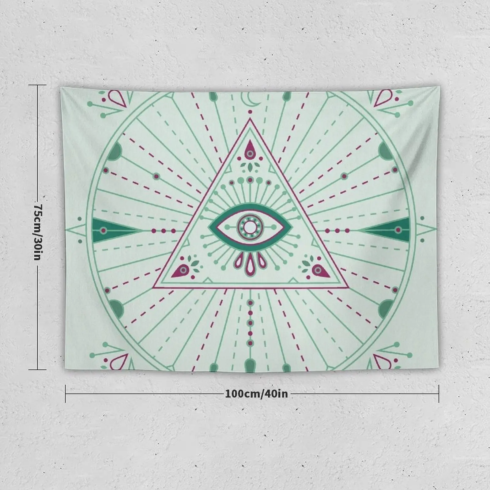 Evil Eye Mandala – Mint Tapestry Home Decorators Room Decorator Wall Hangings Decoration Tapestry