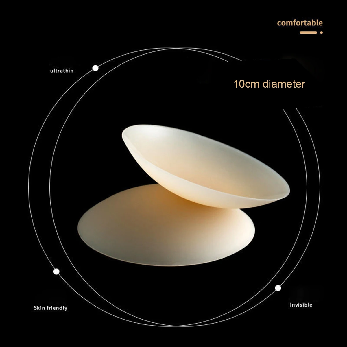 끈적 없는 젖꼭지 커버, 끈적 없는 플런지 브래지어, 실리콘 누브라 스티커 액세서리, 보이지 않는 가슴 패드, 큰 사이즈, 10cm